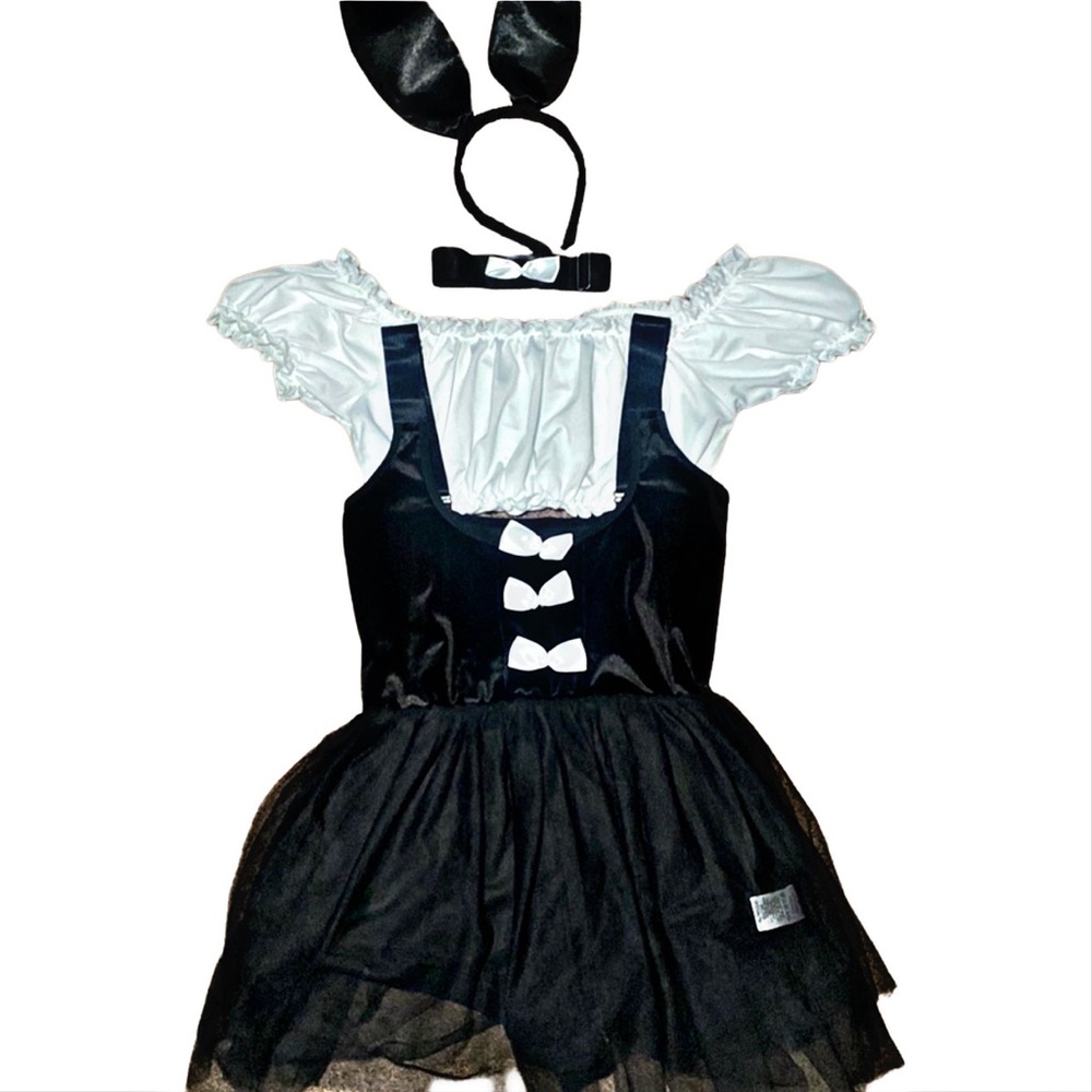 BUNNY COSTUME tutu bottom with ears and adjustable collar and straps